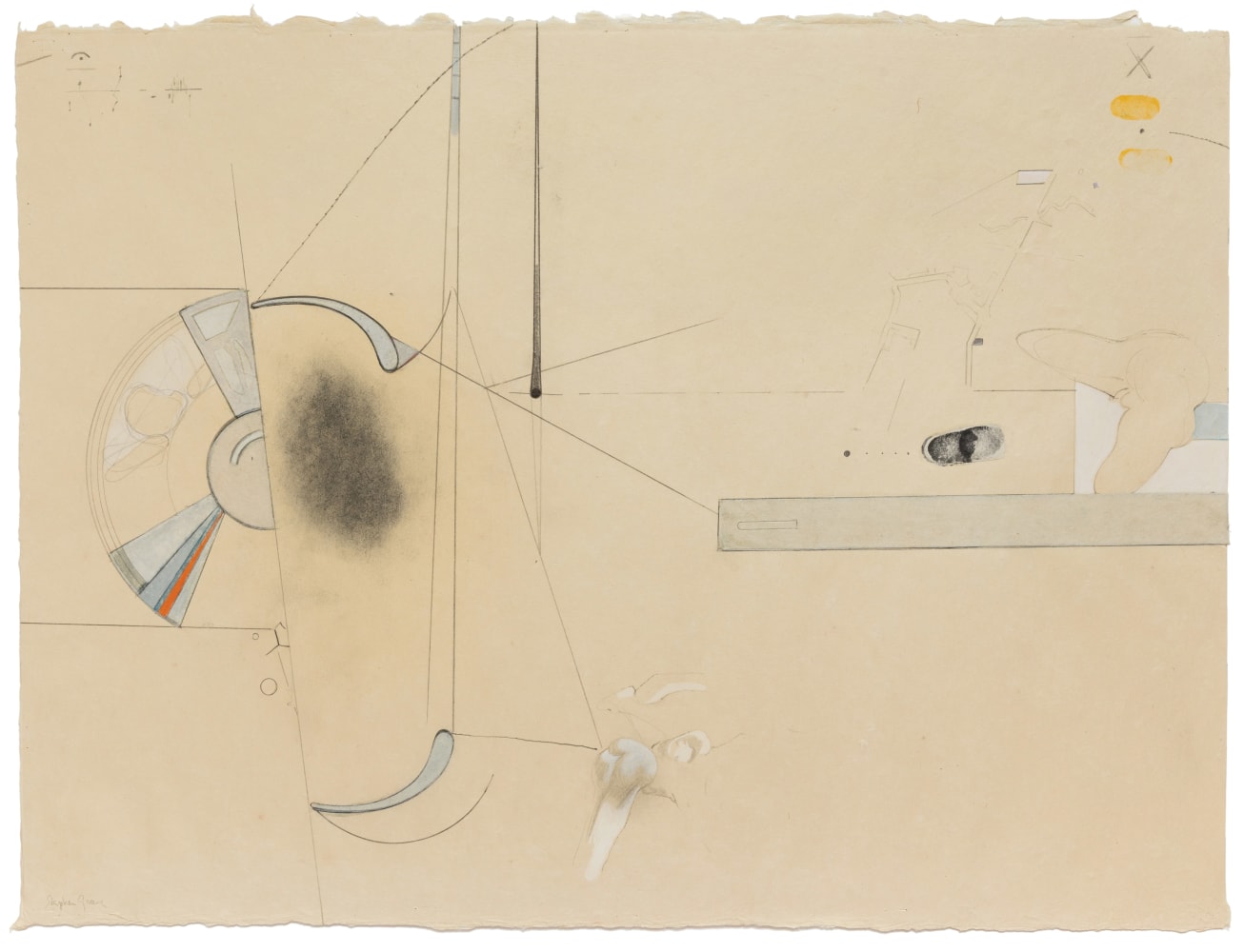 Stephen Greene Biograph 23, 1967 mixed media on paper 21 1/8" x 28 5/8" SGRN 10 Moody Gallery