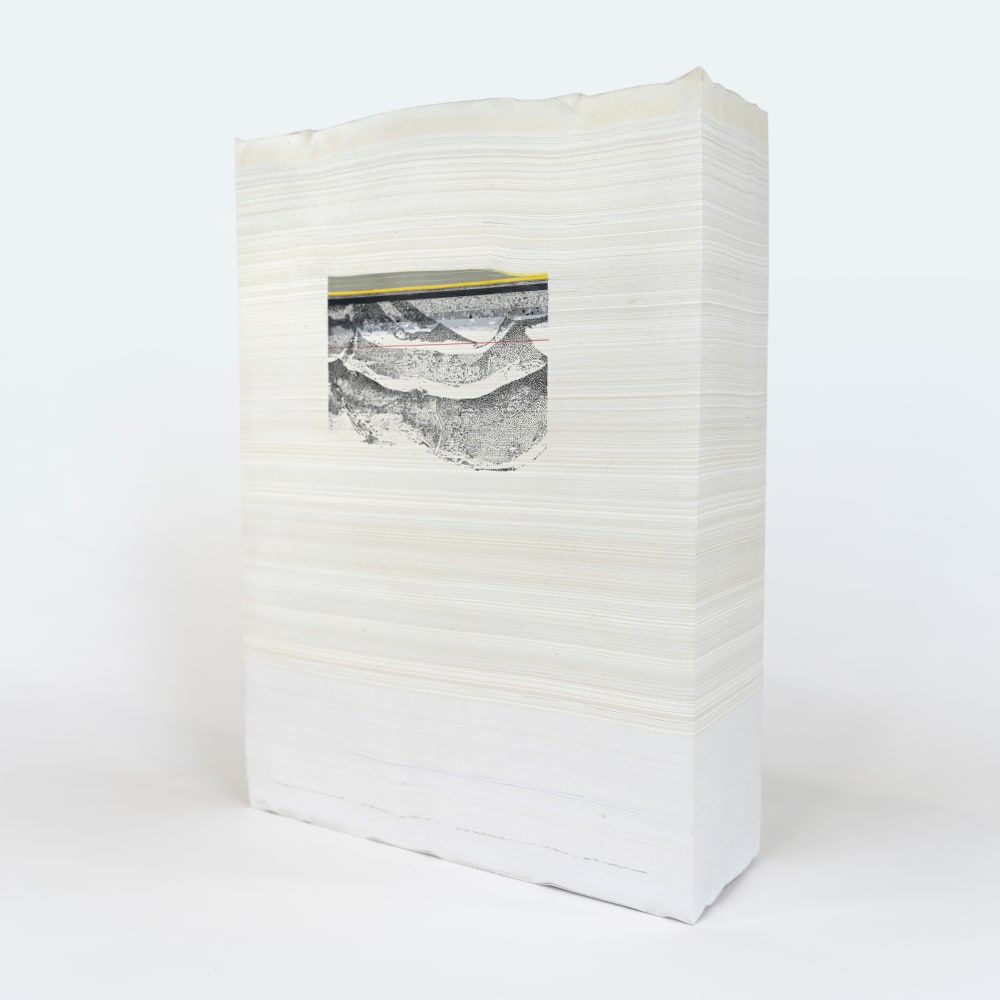 Bethany Johnson Mojave Plinth II, 2024 ink on mixed media (paper aluminum, latex, plastic, vinyl) 12 1/2'' x 9'' x 3'' BJ 189, Moody Gallery