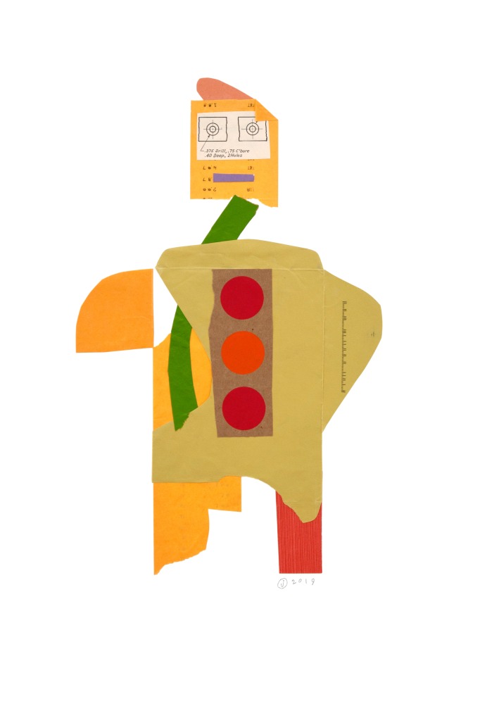 Jerry Jeanmard Gooseneck, 2019 collage on paper 22" x 15" JJ 189 Moody Gallery