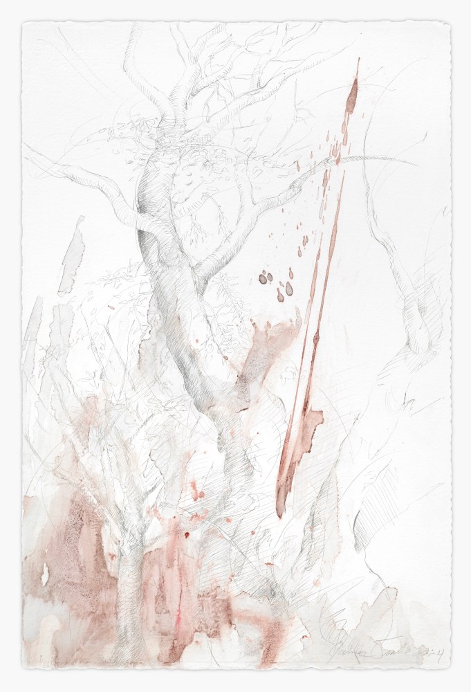 James Drake The Studio Outside, 2024 silverpoint, ink on gessoed paper 22 3/4" x 15" JD 375