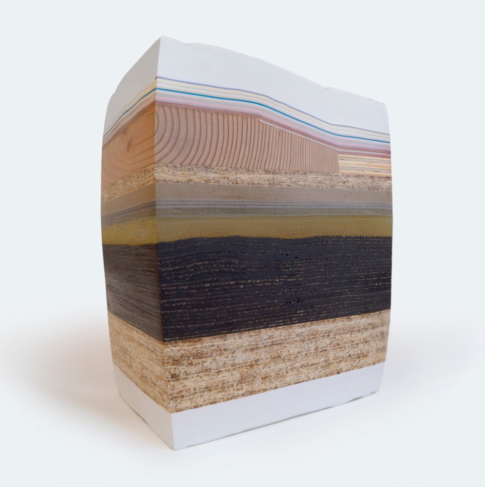 Bethany Johnson Findings: Carbon Seam, 2022 asphalt, chipboard, foam, paper, particleboard, plastic, plywood, wood 11” x 9” x 6” BJ 163
