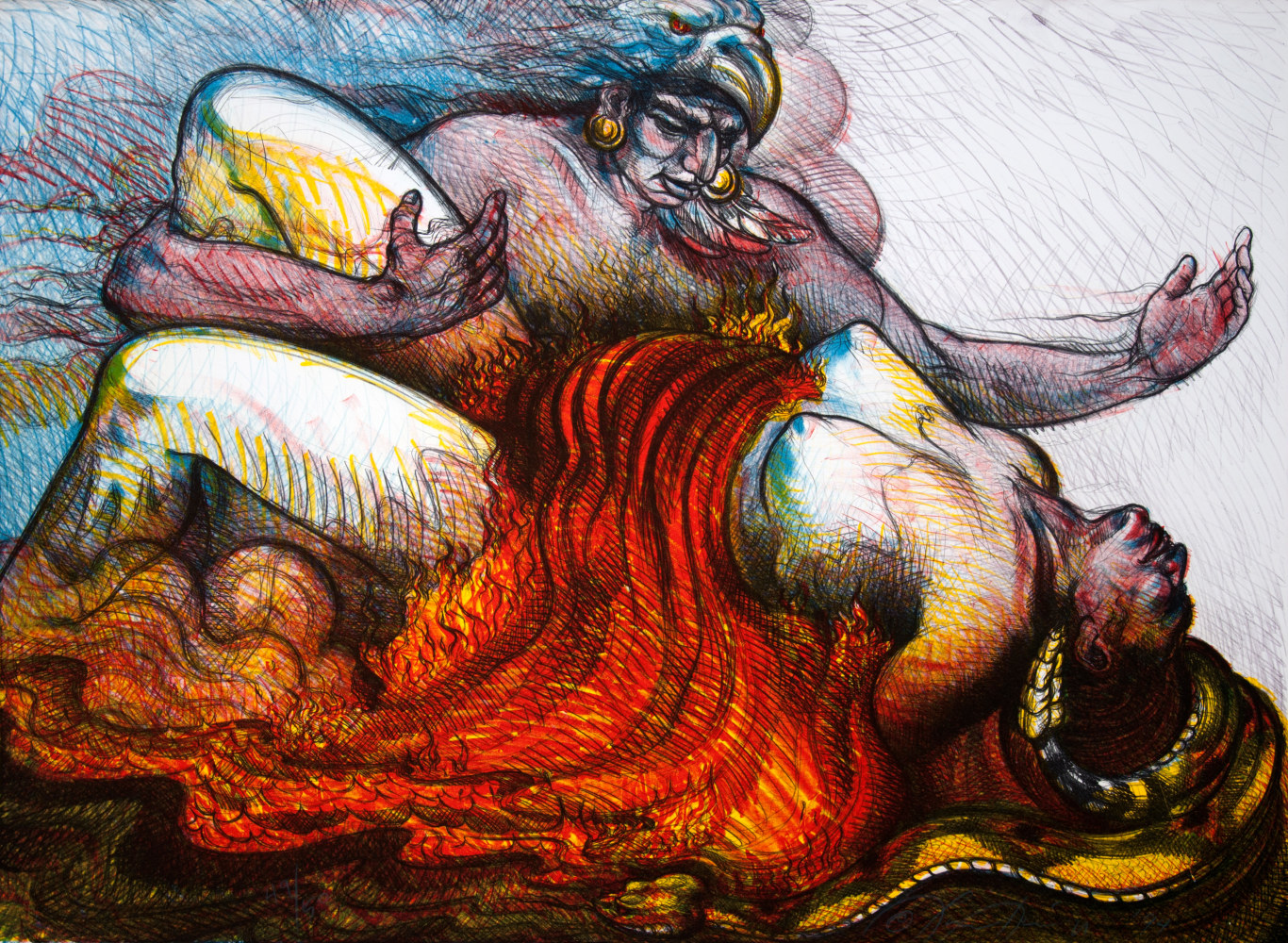 Luis Jiménez Air, Earth, Fire and Water, 1994 lithograph, ed: 7/50 35" x 48" LAJ 70