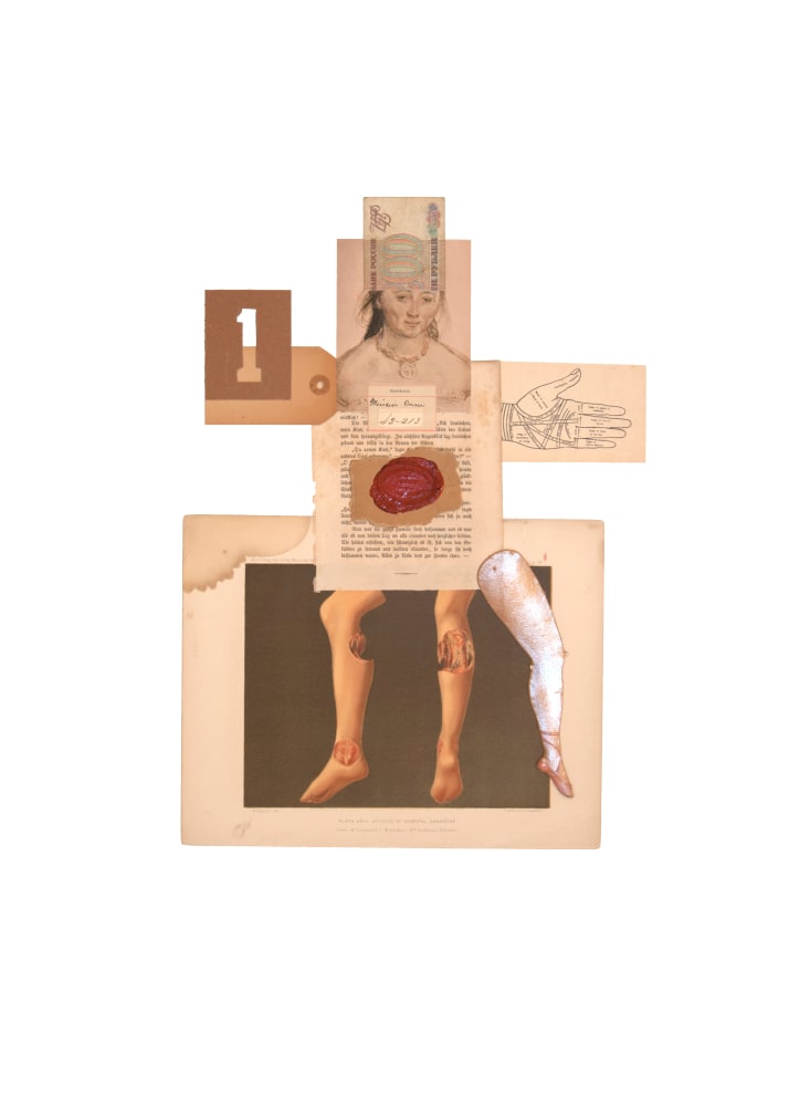 Jerry Jeanmard Woman with Open Wounds, 2012 collage on paper 30" x 22" JJ 150 Moody Gallery