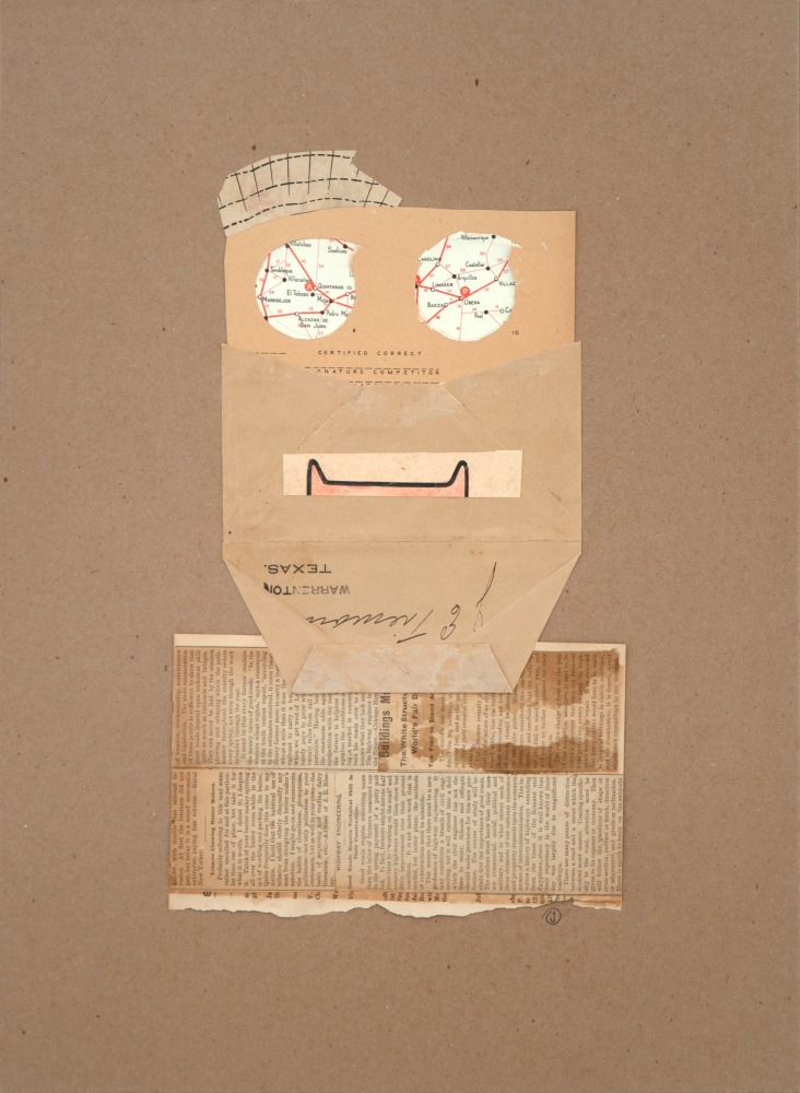 Jerry Jeanmard Cardboardsman, 2019 collage on paper 20 1/2" x 15" JJ 221 Moody Gallery