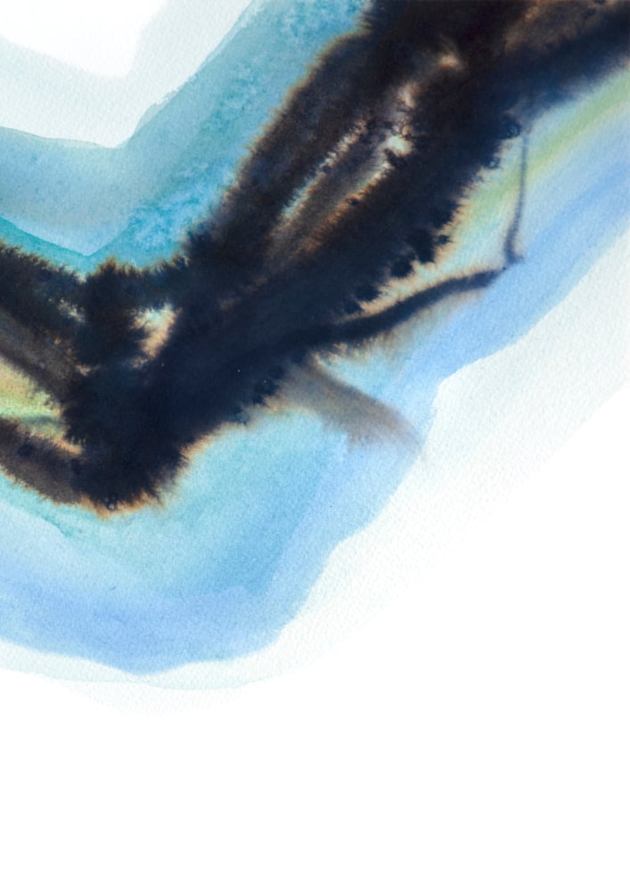 Arthur Turner Cobalt Force, 2018 watercolor and ink on paper 10 1/4" x 7 1/4" AT 2123 Moody Gallery