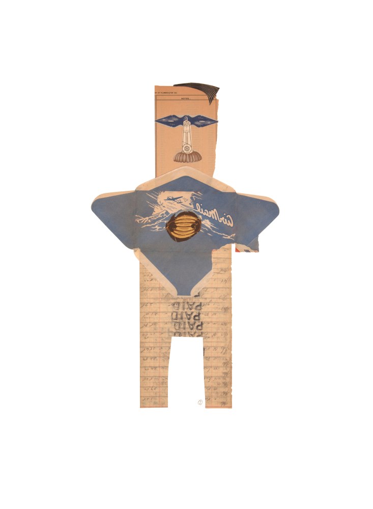 Jerry Jeanmard Airman, 2017 collage on paper 30" x 22" JJ 157 Moody Gallery