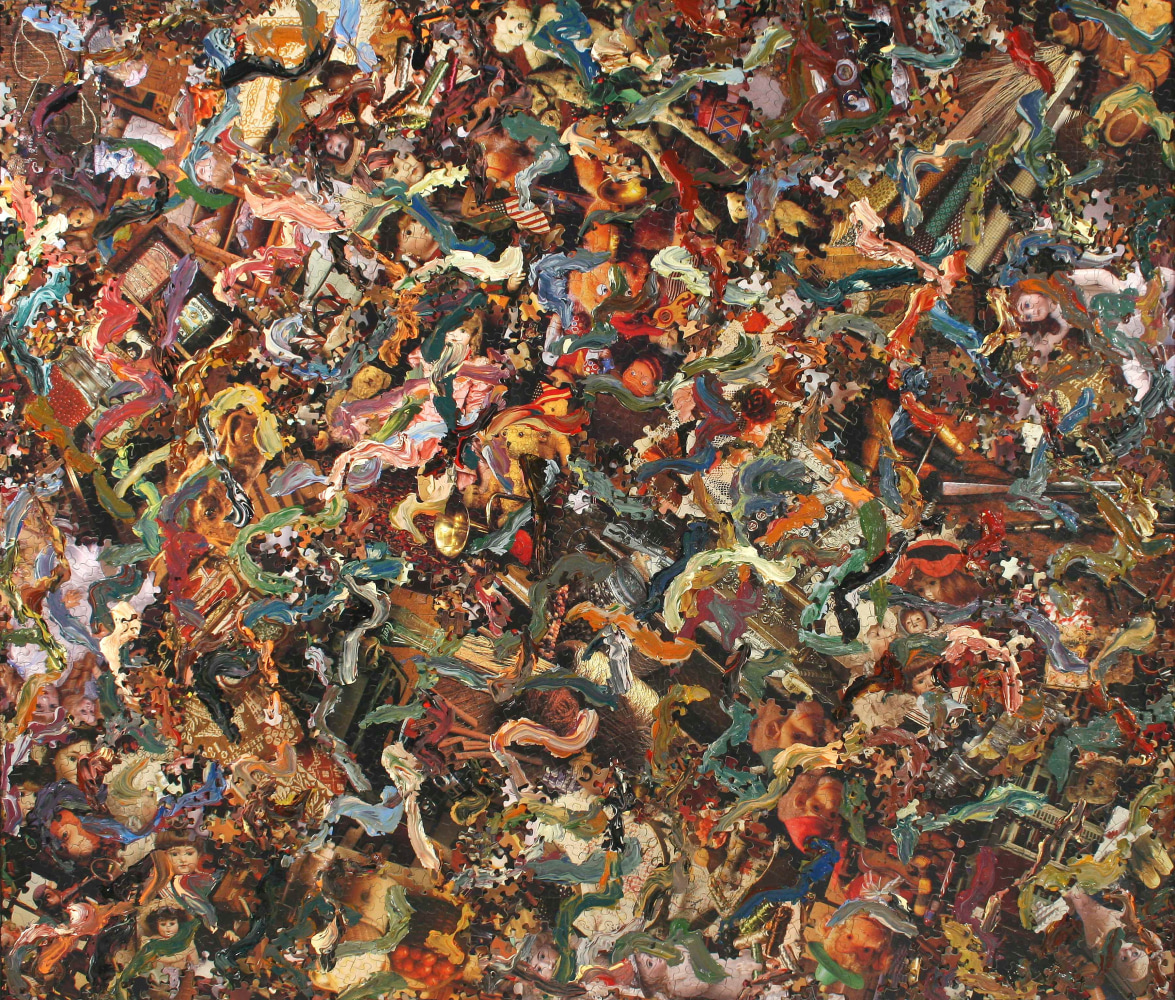 Al Souza Antique Kaleidoscope Redux, 2007 puzzle parts, glue and acrylic on wood 41" x 48" AS 901, Moody Gallery