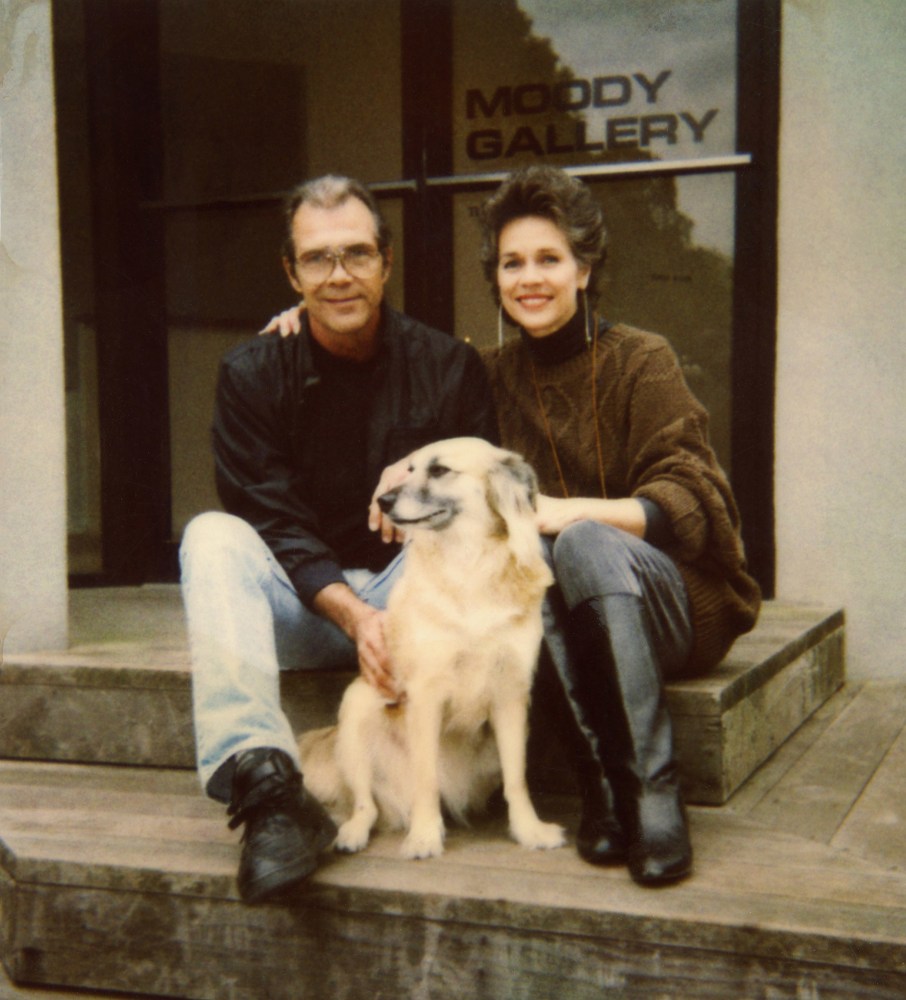 Bill Steffy, Betty Moody, and Babe the gallery dog, c. 1995