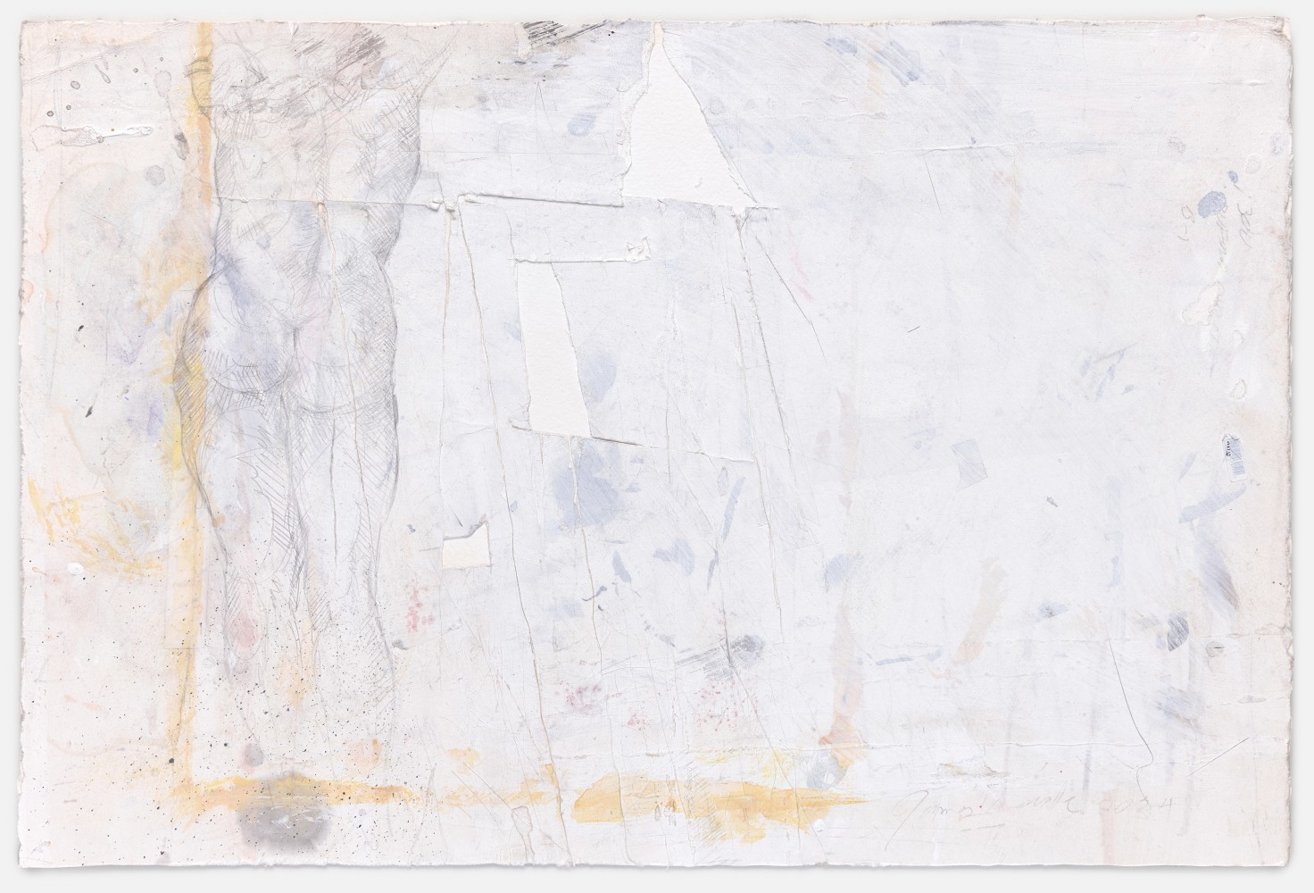 James Drake Untitled, 2024 silverpoint, collage, and ink on gessoed paper 15'' x 22 1/2'' JD 391, Moody Gallery