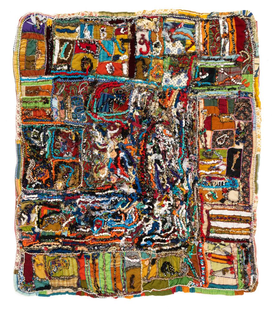 Birthday, 1997&amp;nbsp;
Fabric, thread, mixed media
62 x 55 1/2 in.&amp;nbsp;(157.5 x 141 cm)
TScot-1019-C
&amp;copy; The Estate of Elizabeth Talford Scott at Goya Contemporary Gallery