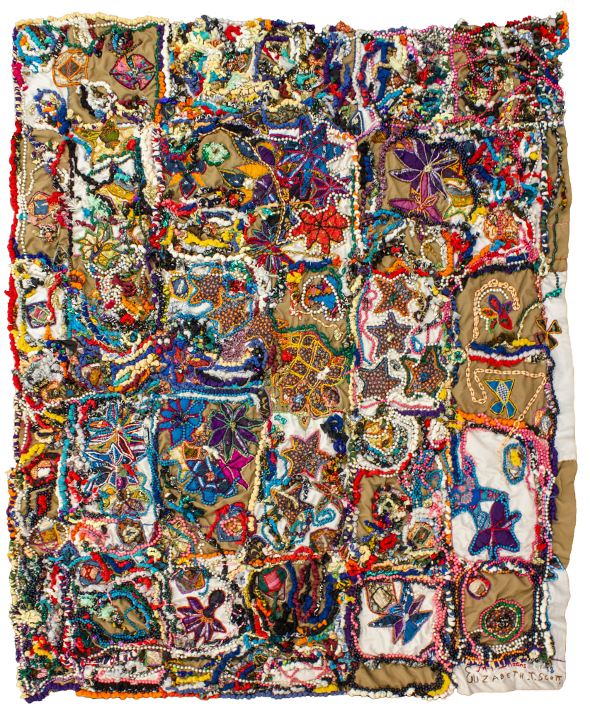 My Dreams, 1987- 1998&amp;nbsp;
Fabric, thread, mixed media
71 x 57 in. (180.3 x 144.8 cm)
Private Collection
&amp;copy; The Estate of Elizabeth Talford Scott at Goya Contemporary Gallery