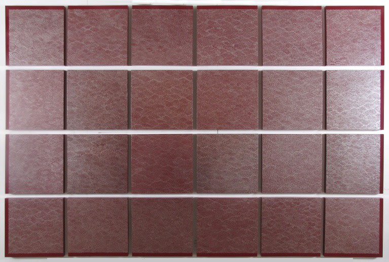 Silver Rectangle on Red, 2011&amp;nbsp;
Enamel on panel
78 x 102 inches installed
Each panel: 16 x 16 inches, 24 panels
Brow-1136-OS