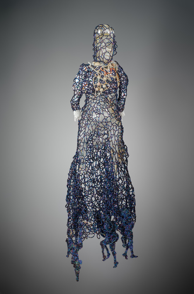 Milk Mammy 2, 2012-2014
Hand-blown Murano glass, glass beads, wire, thread, plastic dice
28 1/2 x 7 3/4 x 7 3/4 in. (72.4 x 19.7 x 19.7 cm)
Scot-1000-C