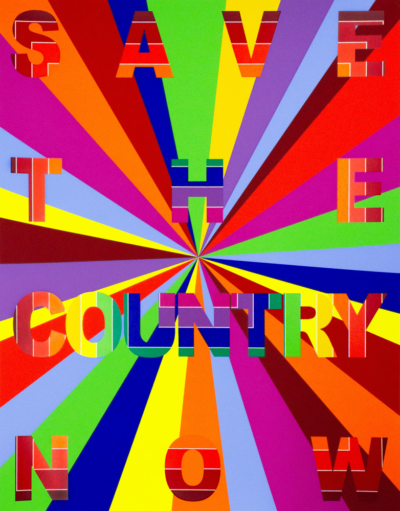 Save The Country Now, 2025
15 layer screenprint on Coventry Rag paper
36 x 28 in. (91.4 x 71.1 cm)
Edition of 40
Published by Goya Contemporary / Goya-Girl Press
10% of each sale will be donated to the ACLU
Kass-1012-CO