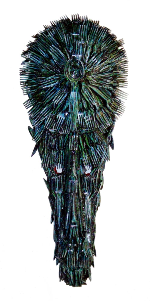 William Rhodes

Mask: Ogume,&amp;nbsp;2008

Forks, spoons, knives, paint