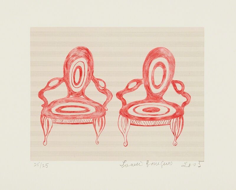 Twosome, 2005&amp;nbsp;
Drypoint &amp;amp; softground with Chine Colle
15/ x 17/ in. (38 x 43 cm)
Edition 18 of 25
Bour-0009-O