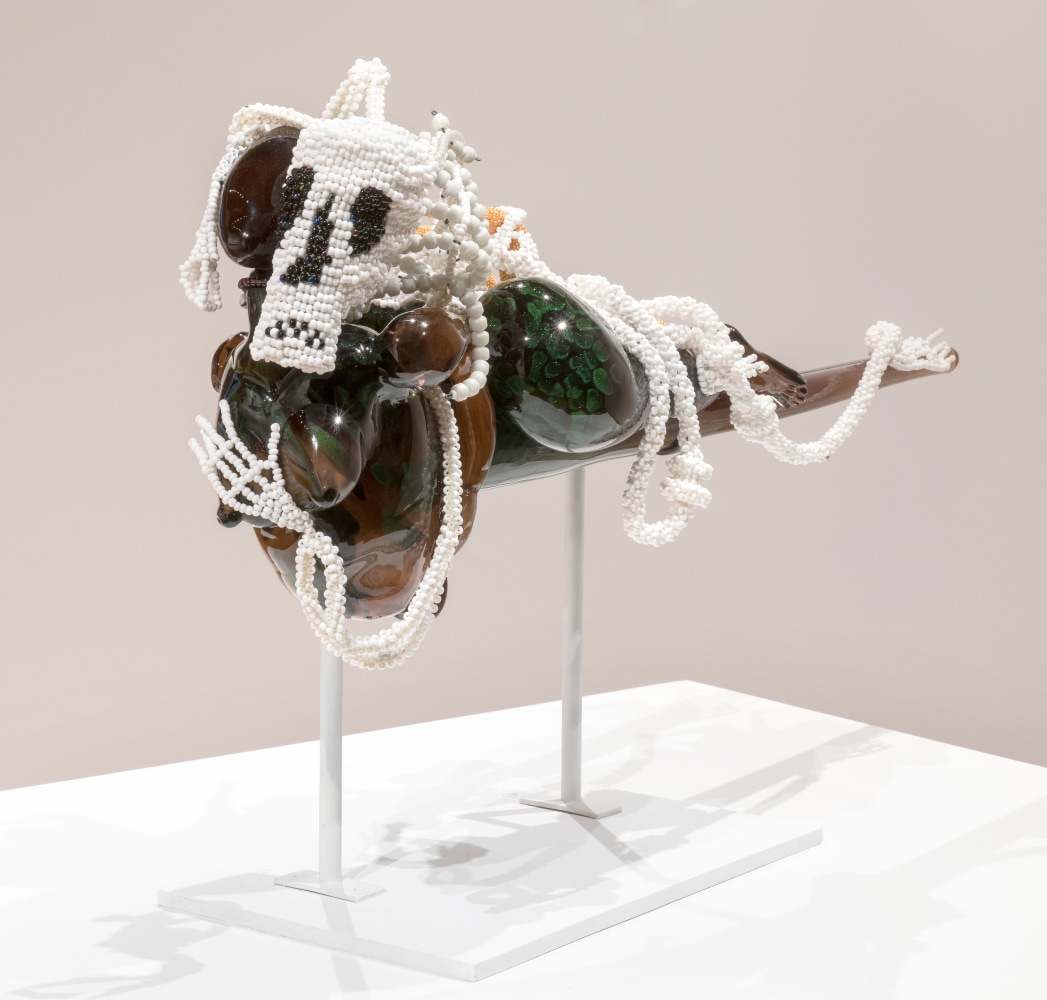 Sex Traffic 2,&amp;nbsp;2017

Blown glass, metal, glass beads, thread, wire

10 1/2 x 31 1/2 8 in. (26.7 x 80 x 20.3 cm)

Scot-1130-C