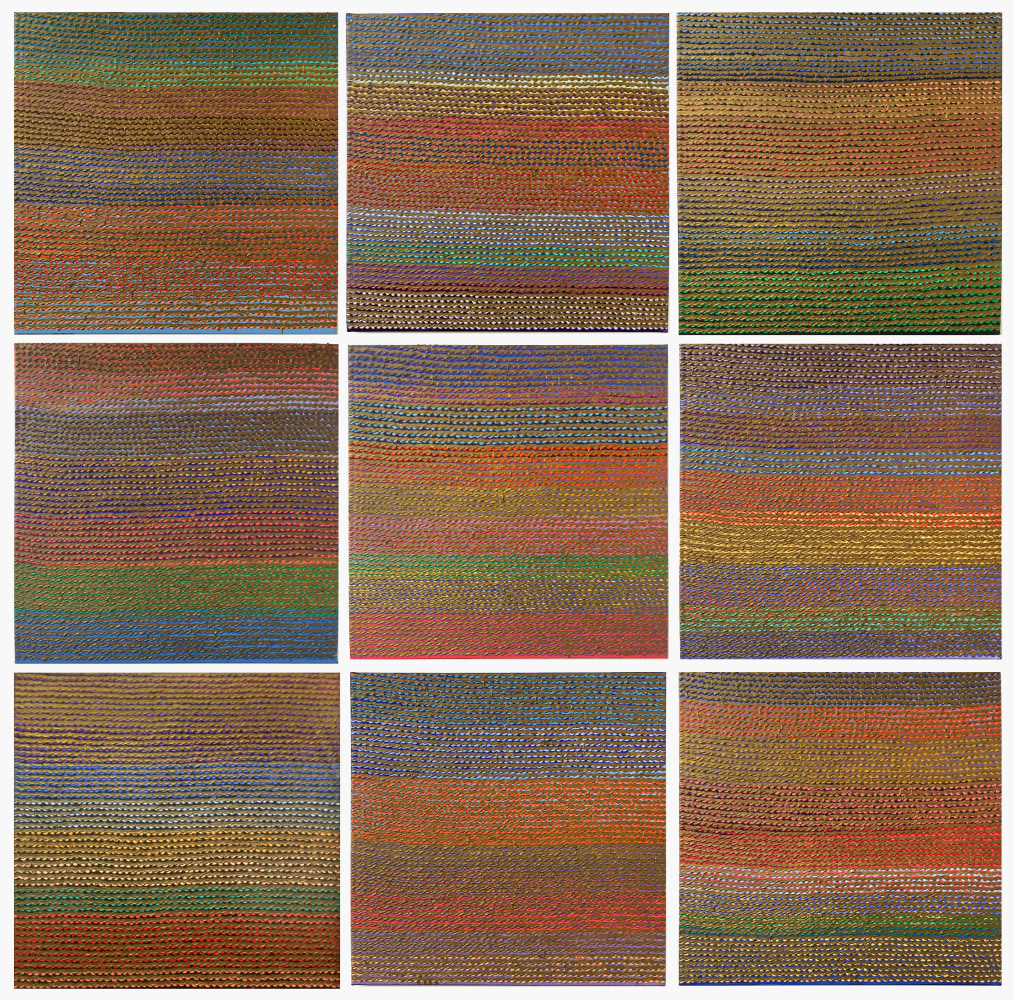 Bronze Age Series, 2015&amp;nbsp;
Oil on Canvas
72 x 72 in. (182.9 x 182.9 cm)
9 panels, each 24 x 24 inches (61 x 61 cm)
Kees-1033-C