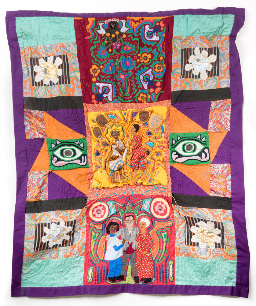 Elizabeth Talford Scott &amp;amp; Joyce J. Scott
Three Generation Quilt I, 1983&amp;nbsp;
Fabric, thread
57 x 46 in. (144.8 x 116.8 cm)
TScot-1189-C