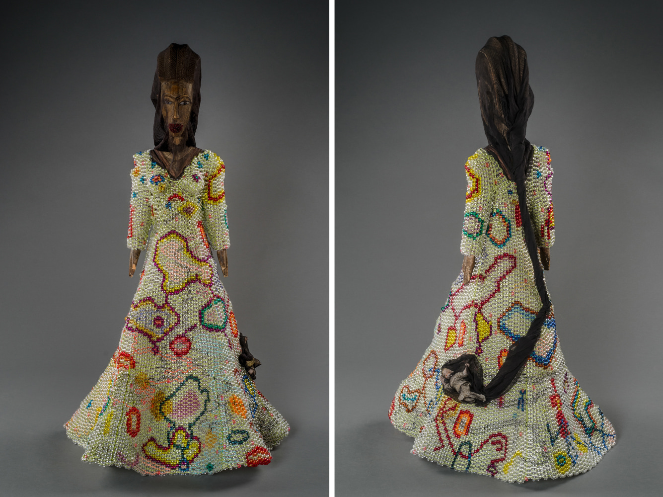 Pretty Girl Veiled,&amp;nbsp;2012

Nigerian wooden object, plastic and glass beads, thread, fabric

44 x 24 x 26 in. (111.8 x 61 x 66 cm)

Scot-1015-OSR