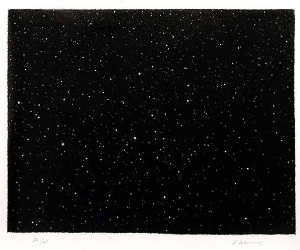 Vija Celmins

Night Sky,&amp;nbsp;2005

Screenprint

20 1/4 x 25 3/4 in. (51.4 x 65.4 cm)

Edition 22 of 45

Private collection