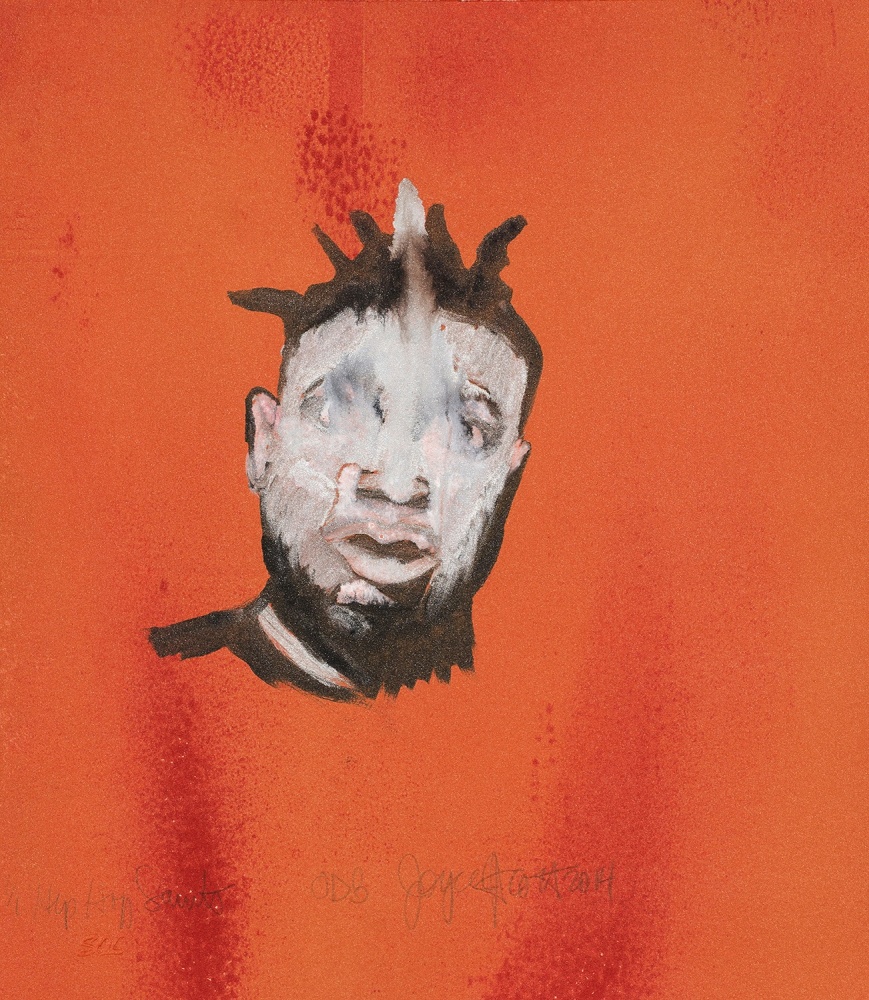 Hip Hop Saints and Fallen Angels: ODB, 2014 
Monotype
Print: 12 x 9 in. (30.5 x 22.9 cm)
Frame: 17 x 14 in. (43.2 x 35.6 cm)
Published by Goya Contemporary / Goya-Girl Press
Scot-1056-C
