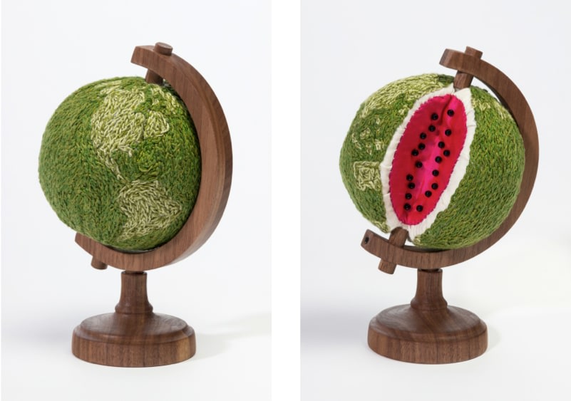 Sonya Clark

Watermelon World,&amp;nbsp;2014

Wood, cotton, embroidery, pins

7 x 5 x 5 in. (17.8 x 12.7 x 12.7 cm)

Clar-1007-C-OS