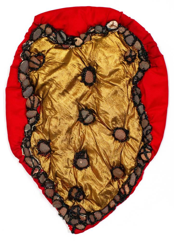 Prayer (Healing Shawl), 1995
Fabric, stones, yarn, plastic netting, thread
22 x 16 x 1.5 in. (55.9 x 40.6 x 3.8 cm)
TScot-1090-C
© The Estate of Elizabeth Talford Scott at Goya Contemporary / TALP