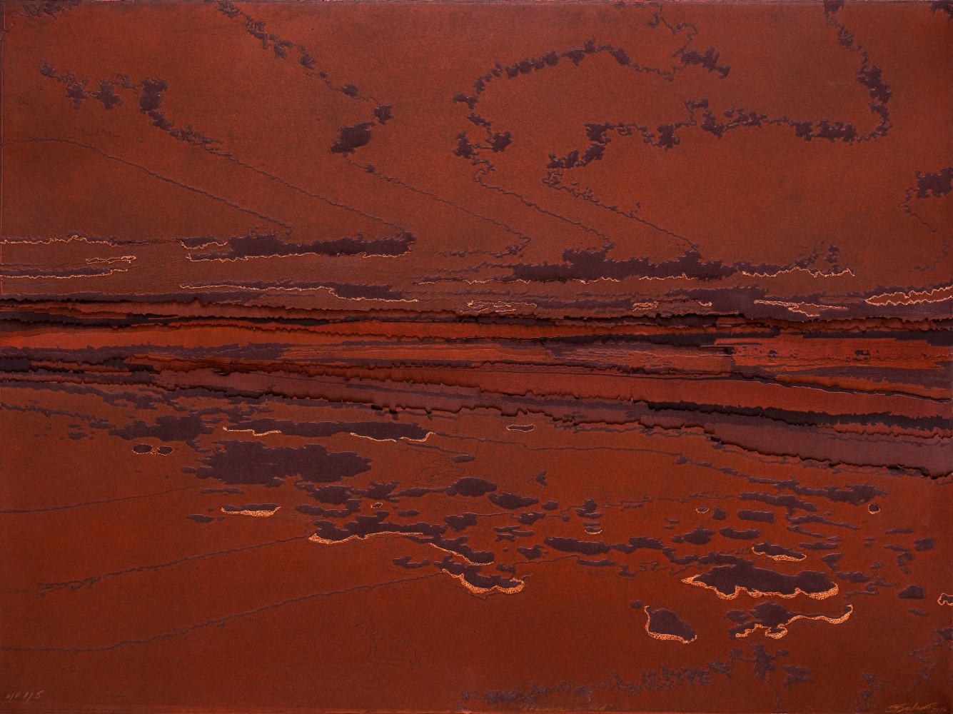 Atacama in Red, 2017
Printing, laser cutting, embossing, embroidery on 600g Fabriano paper
Paper: 30 x 40 in. (76.2 x 101.6 cm)
Frame: 34 x 44 in. (86.4 x 111.8 cm)
Edition of 5
Private Collection