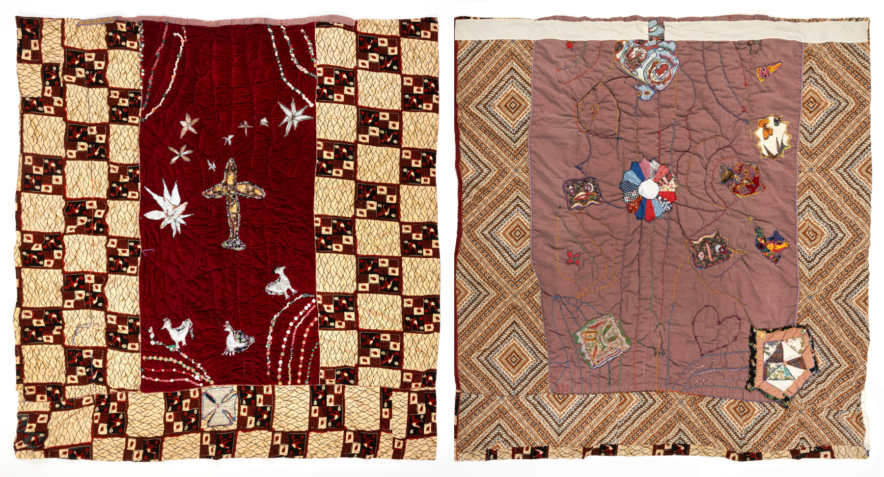 Both Sides Now (Turncoat), 1986-89
Fabric, thread, cotton, silver lam&amp;eacute;, beads, natural and man-made fiber, rocks, buttons, beads, mixed media.&amp;nbsp;Two-sided.
86 x 86 in. (218.4 x 218.4 cm)
TScot-1012-OSR
&amp;copy; The Estate of Elizabeth Talford Scott at Goya Contemporary Gallery