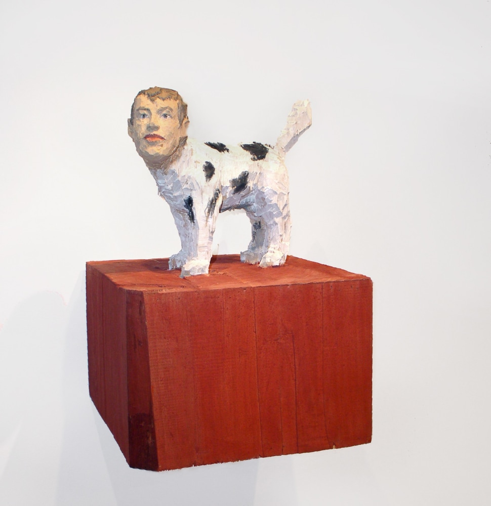 Stephan Balkenhol

Dog with Human Head,&amp;nbsp;1995

Wawa wood and paint. Created from a single block of wood.

25 x 16 x 16 in. (63.5 x 40.6 x 40.6 cm)

Private collection