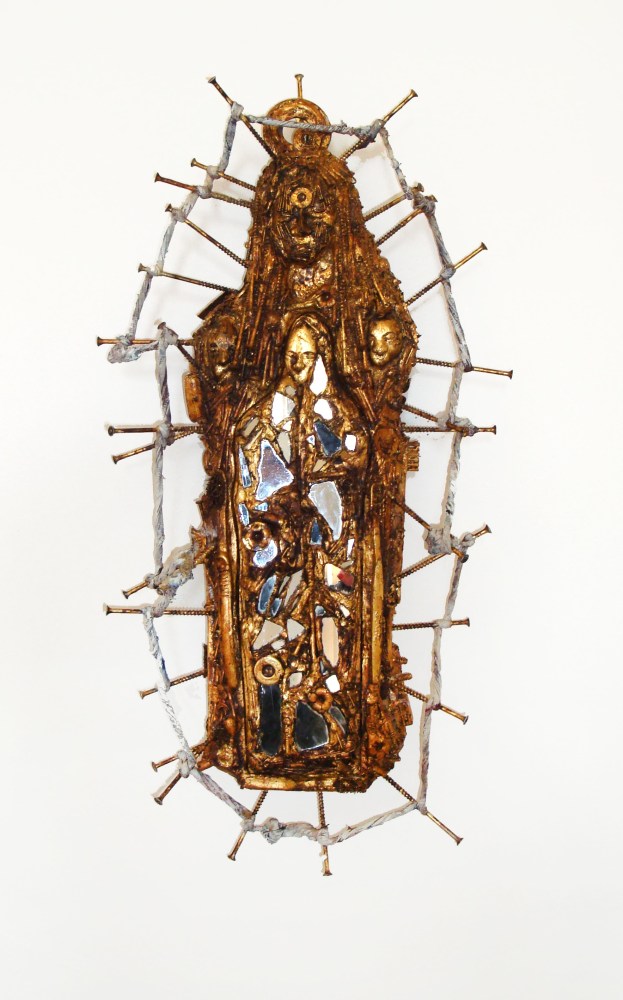 William Rhodes

Our Lady of Czestochowa,&amp;nbsp;2008

Reclaimed objects, mirrors, paint, gold leaf

24 x 12 x 7 in. (60.9 x 30.5 x 17.8 cm)