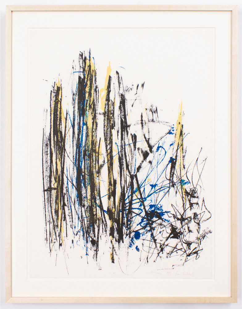 Joan Mitchell
Arbres (Black, Yellow, and Blue),&amp;nbsp;1991-1992
Lithograph
Paper: 30 x 22 in. (76.2 x 55.9 cm)
Frame: 35.75 x 27.75 in. (90.8 x 70.5 cm)
P.P. from an edition of 125
Mitc-1003-O