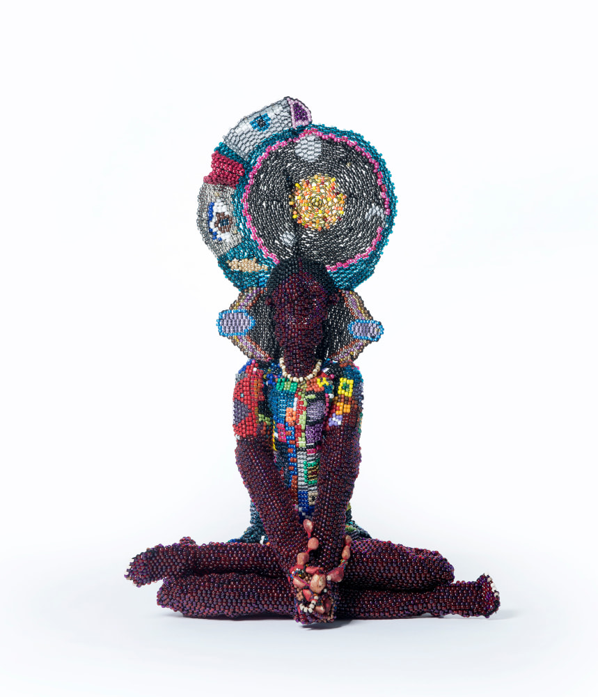 Harriet Tubman As Buddha, 2017
Glass and plastic beads, thread, rocks, and armature
40 x 25 x 15 in. (101.6 x 63.5 x 38.1 cm0
Collection of Montclair Art Museum, NJ