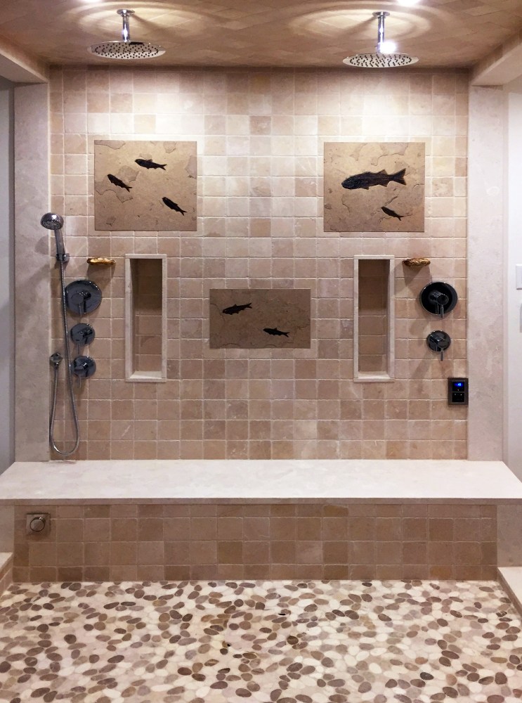Fossil Shower Walls & Fossil Vanity Tops Custom Interiors Natural