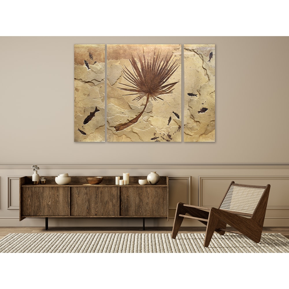 Fossil Palm and Fish Triptych 3001abc (SOLD)