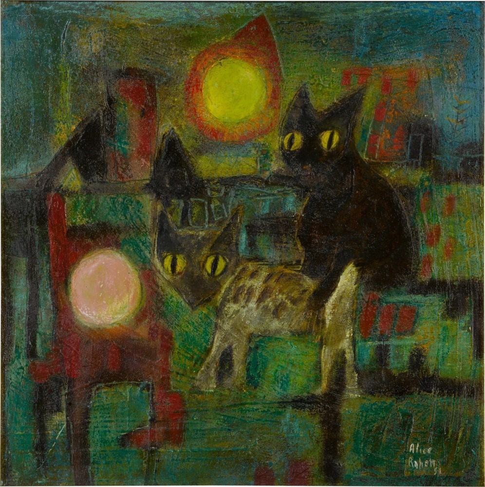 Alice Rahon

Gatos (Cats), 1951

Oil and sand on canvas

21 11/16 x 21 11/16 in (55.1 x 55.1 cm)