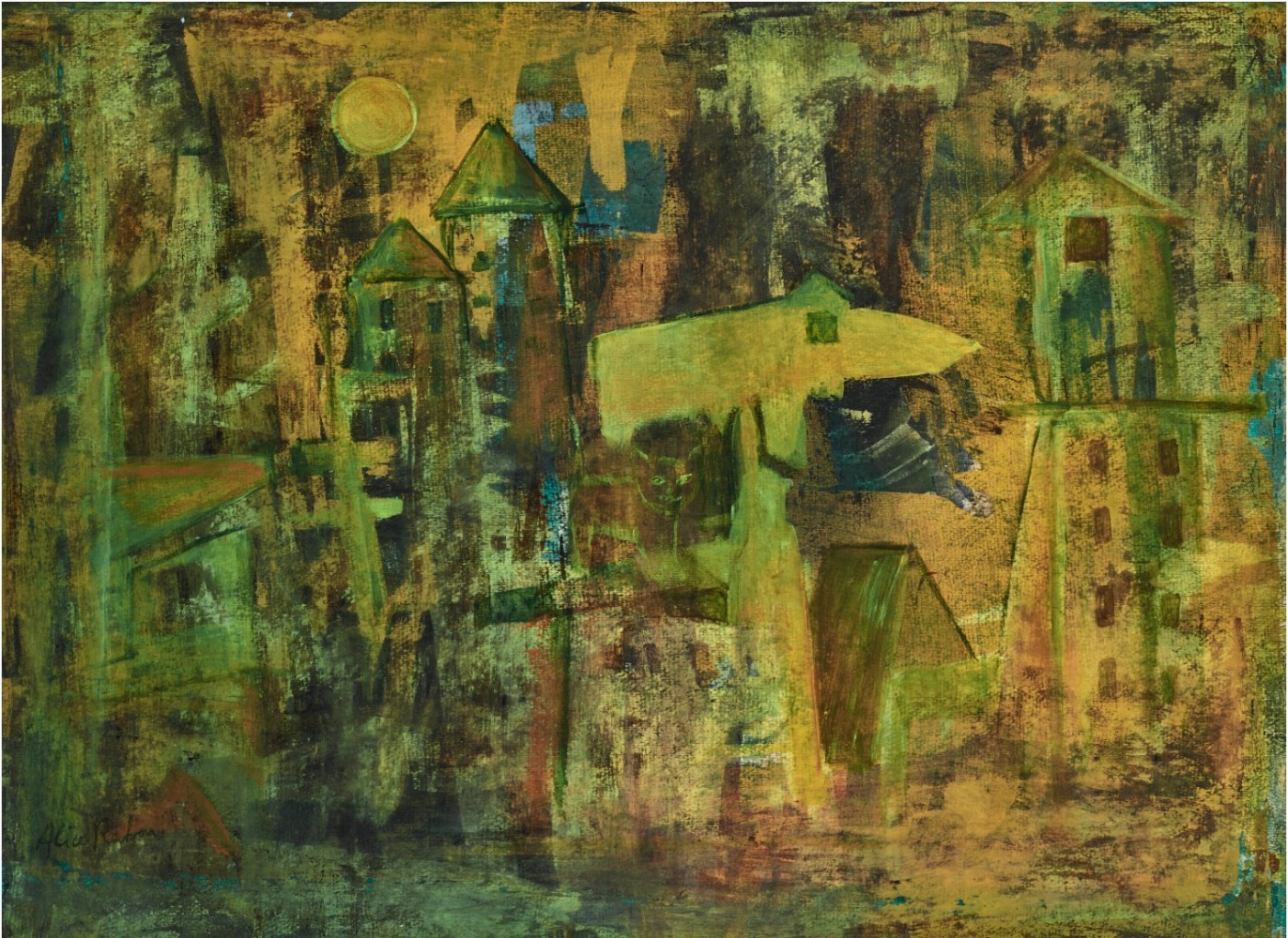 Alice Rahon

Petit chat oubli&amp;eacute; (Forgotten Little Cat), 1948

Tempera on board

19 x 26 in (48.2 x 66 cm)