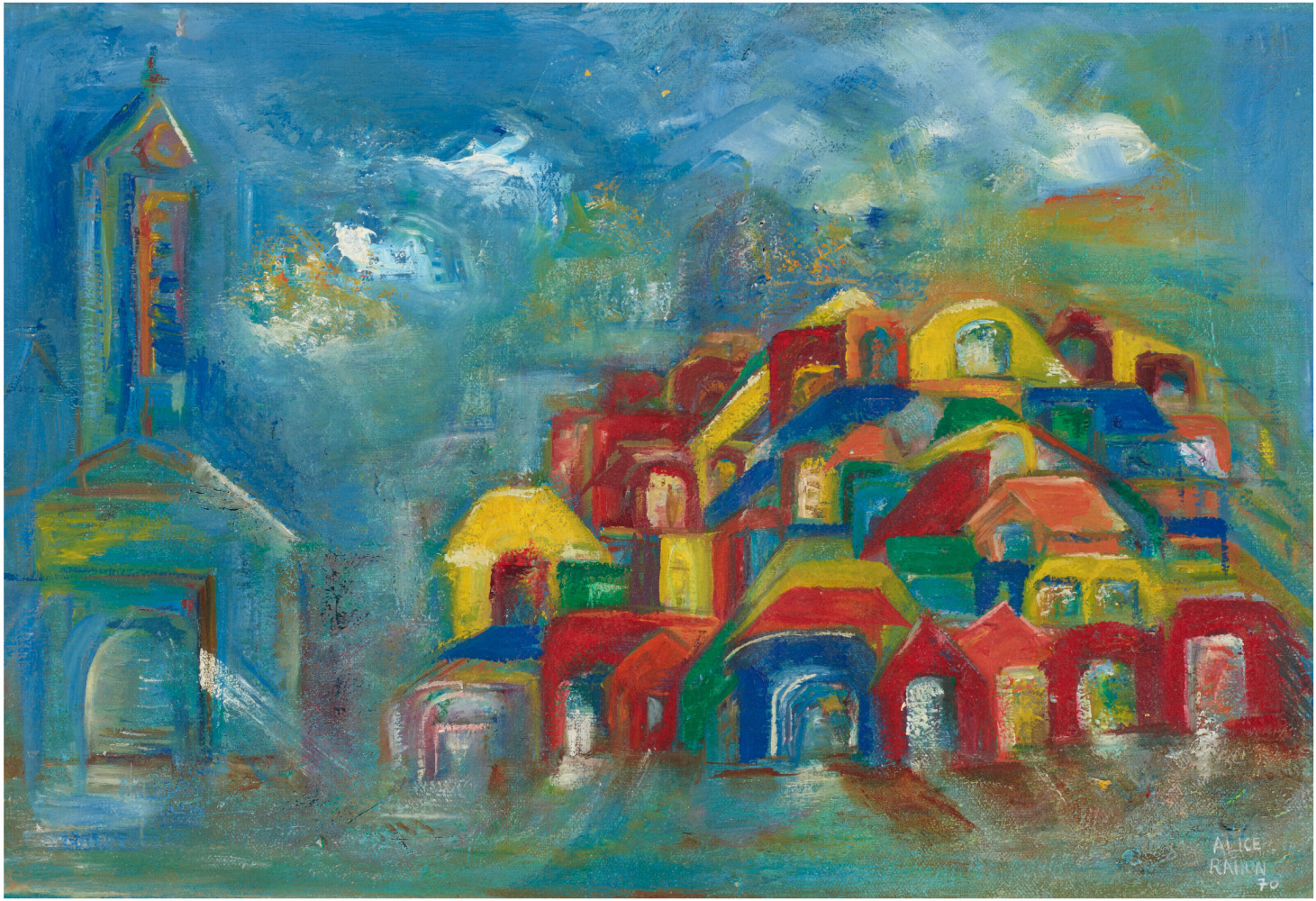 Alice Rahon

Ville (City), 1970

Oil on canvas

15 3/4 x 23 3/4 in (39.9 x 60.2 cm)
