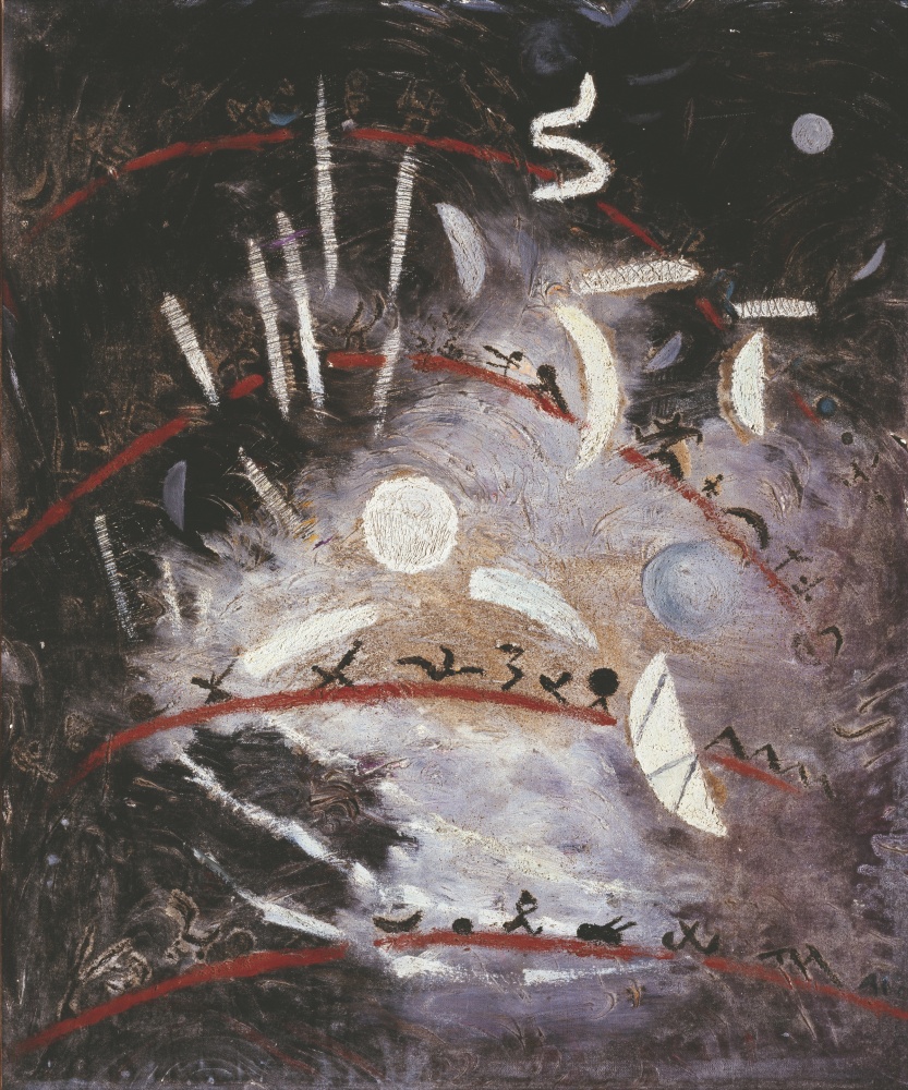 Alice Rahon

Dans la nuit du commencement (In the Night of Commencement), 1944

Oil on canvas

26 x 22 in (66 x 56 cm)