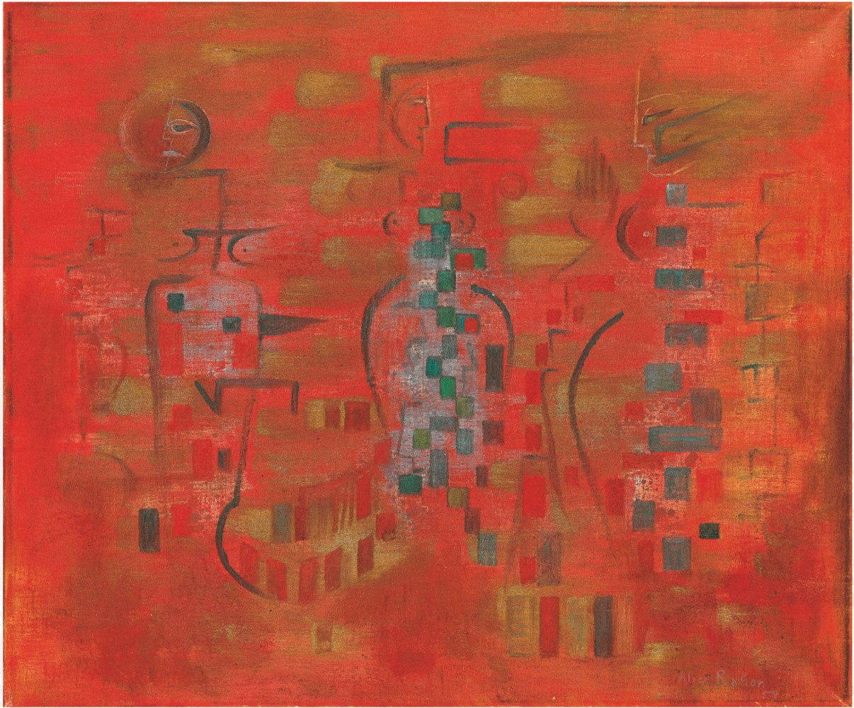 Alice Rahon

Las musas inconformes (The Dissatisfied Muses), 1959

Oil on canvas

19 11/16 x 23 11/16 in (50 x 60.2 cm)