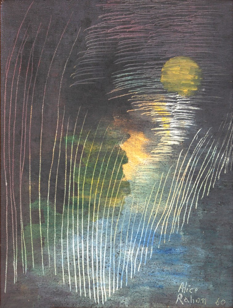 Alice Rahon

Reeds on a Stormy Night,&amp;nbsp;1960

Oil and sand on canvas

11 4/5 x 9 1/10 in (30 x 23 cm)