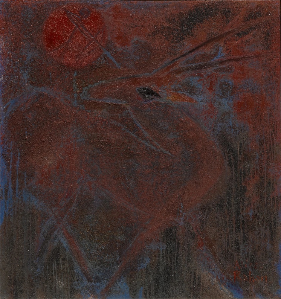 Alice Rahon

El ant&amp;iacute;lope y el cazador (Qui&amp;eacute;n soy?) [The Antelope and the Hunter (Who am I?)], 1961

Oil and sand on panel

10 11/16 x 10 in (27.2 x 25.4 cm)