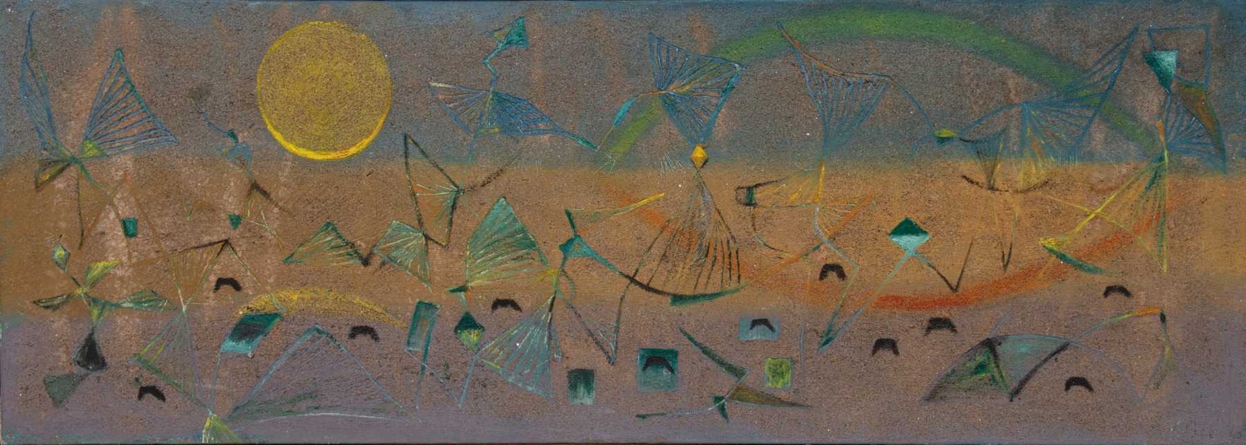 Alice Rahon

Nouvelle lune (New Moon), 1945

Mixed media on canvas

14 x 38 13/16 in (35.5 x 98.6 cm)
