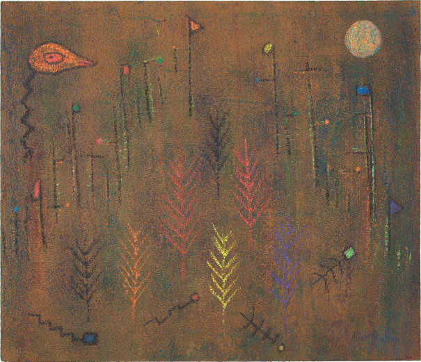 Alice Rahon

Paisaje a la luz de la luna (Landscape in the Light of the Moon), 1957

Oil on panel

20 1/2 x 23 11/16 in (52.1 x 60.2 cm)