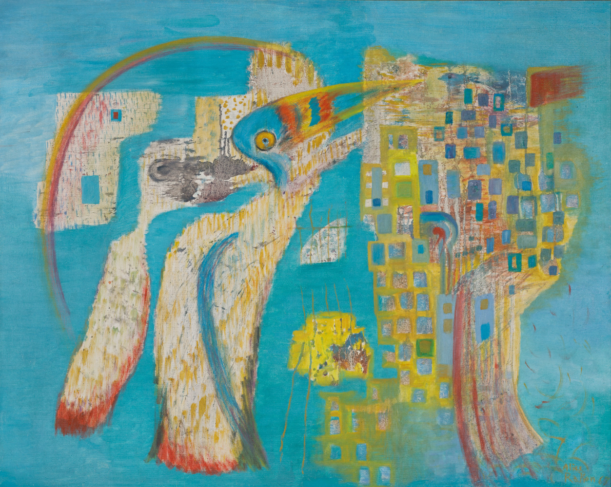 Alice Rahon

El tuc&amp;aacute;n y el arco&amp;iacute;ris o Homenaje a Wolfgang Paalen (Toucan and Rainbow or Hommage to Wolfgan Paalen), 1967

Oil on canvas

31 1/2 x 39 3/8 in (80 x 100 cm)