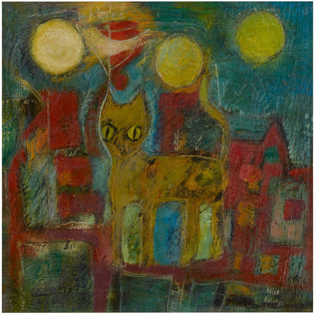 Alice Rahon

Gato (Cat), 1951

Oil and sand on canvas mounted on panel

22 x 21 13/16 in (55.9 x 55.4 cm)