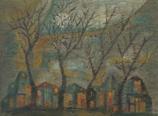 Alice Rahon

Main Street, 1952

Oil and sand on wood

9 x 12 3/16 in (22.9 x 31 cm)