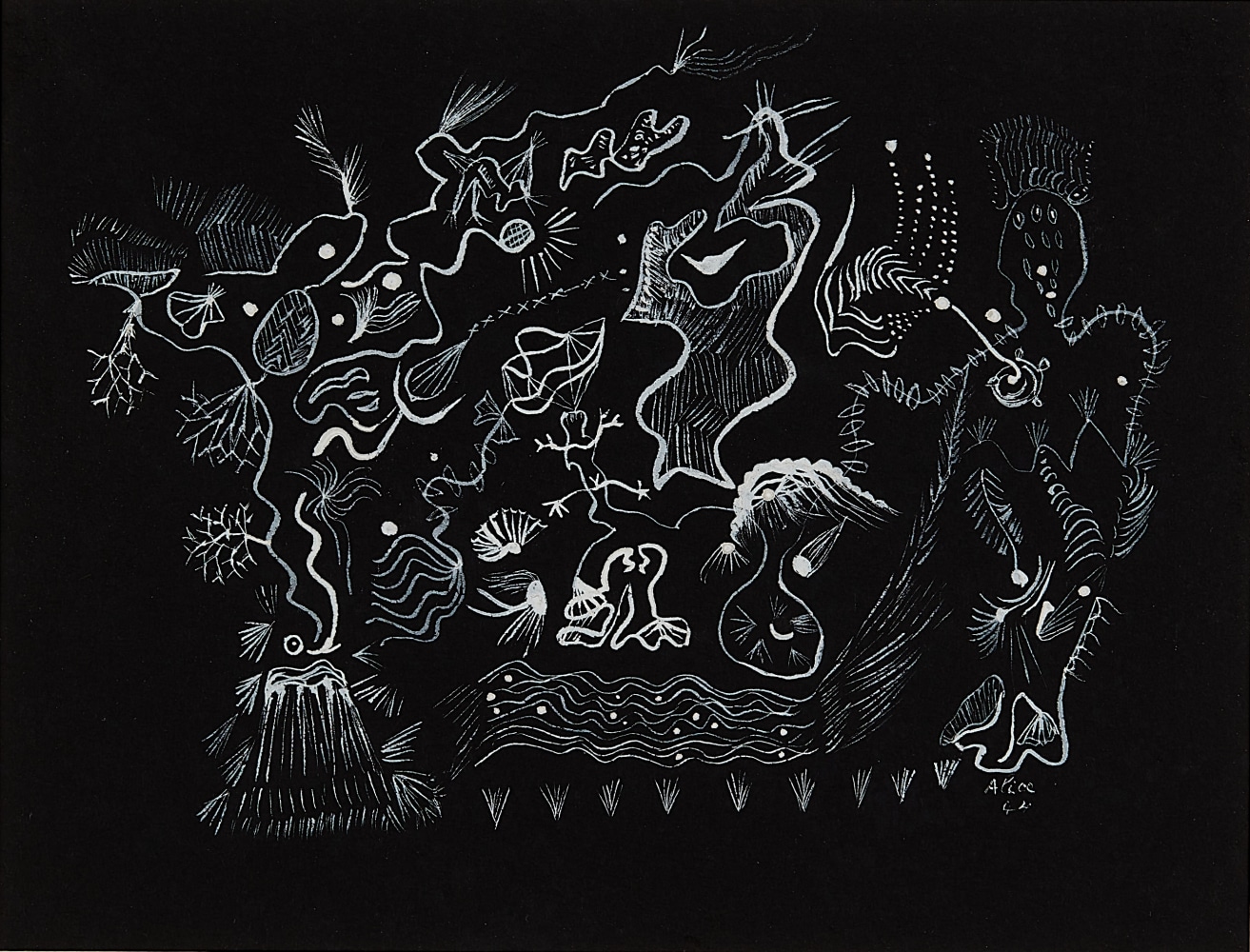 Alice Rahon

Acapulco de Noche (Acapulco at Night), from the series Crystals in Space, 1944

Gouache on paper

6 x 7 3/4 in (15.2 x 19.7 cm)