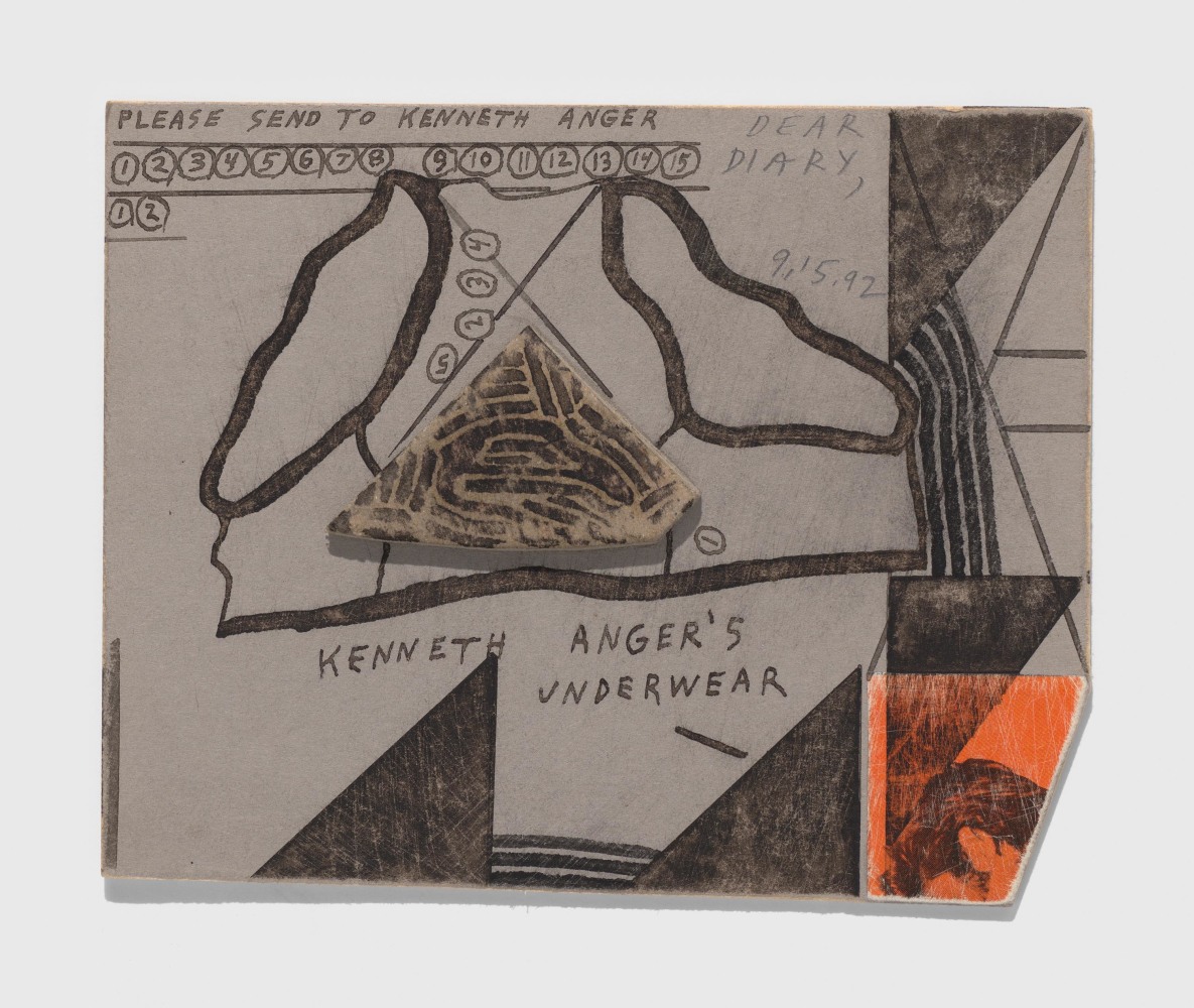 Ray Johnson, Untitled (Kenneth Anger&amp;rsquo;s Underwear), 9.15.92, Mixed media collage on cardboard panel, 4.125 x 5.125 in., 19742